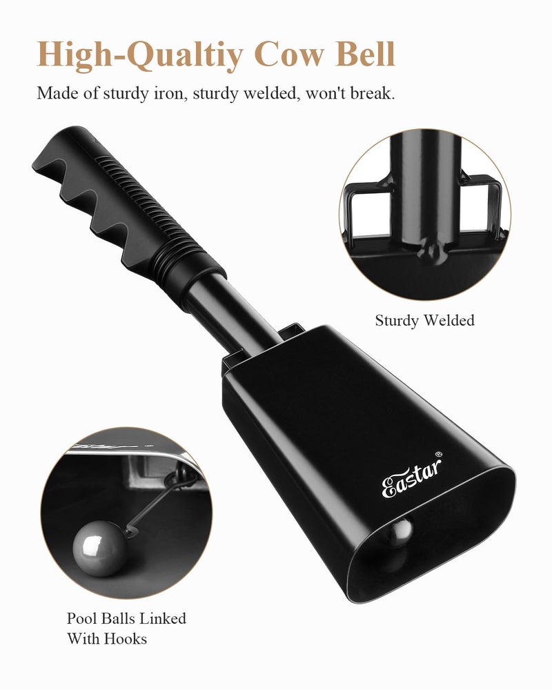Eastar Cow Bell with Handle, Large Cow Bells for Sporting Events, 2 Pack 10 Inch Cowbells Loud Noise Makers Cheering Bell for Football Games Shool Graduation, Black - Image 5